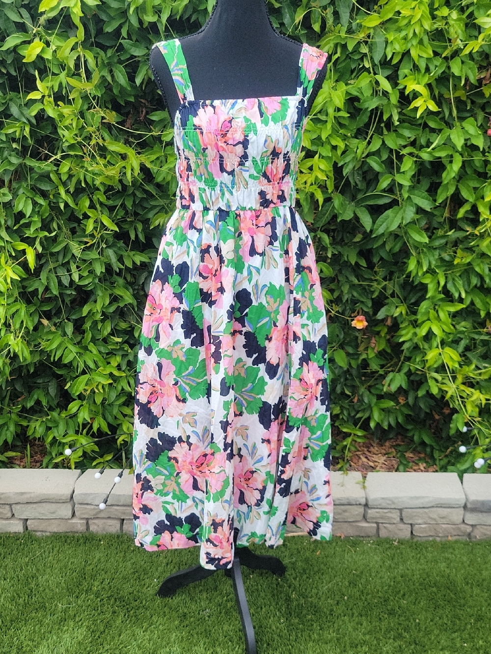 Floral Smocked Top Maxi/midi Sundress with Pockets Sz 4